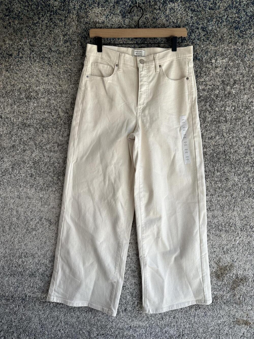 Banana Republic Jeans Womens 29 Tall White Wide Leg High Rise Cropped Denim